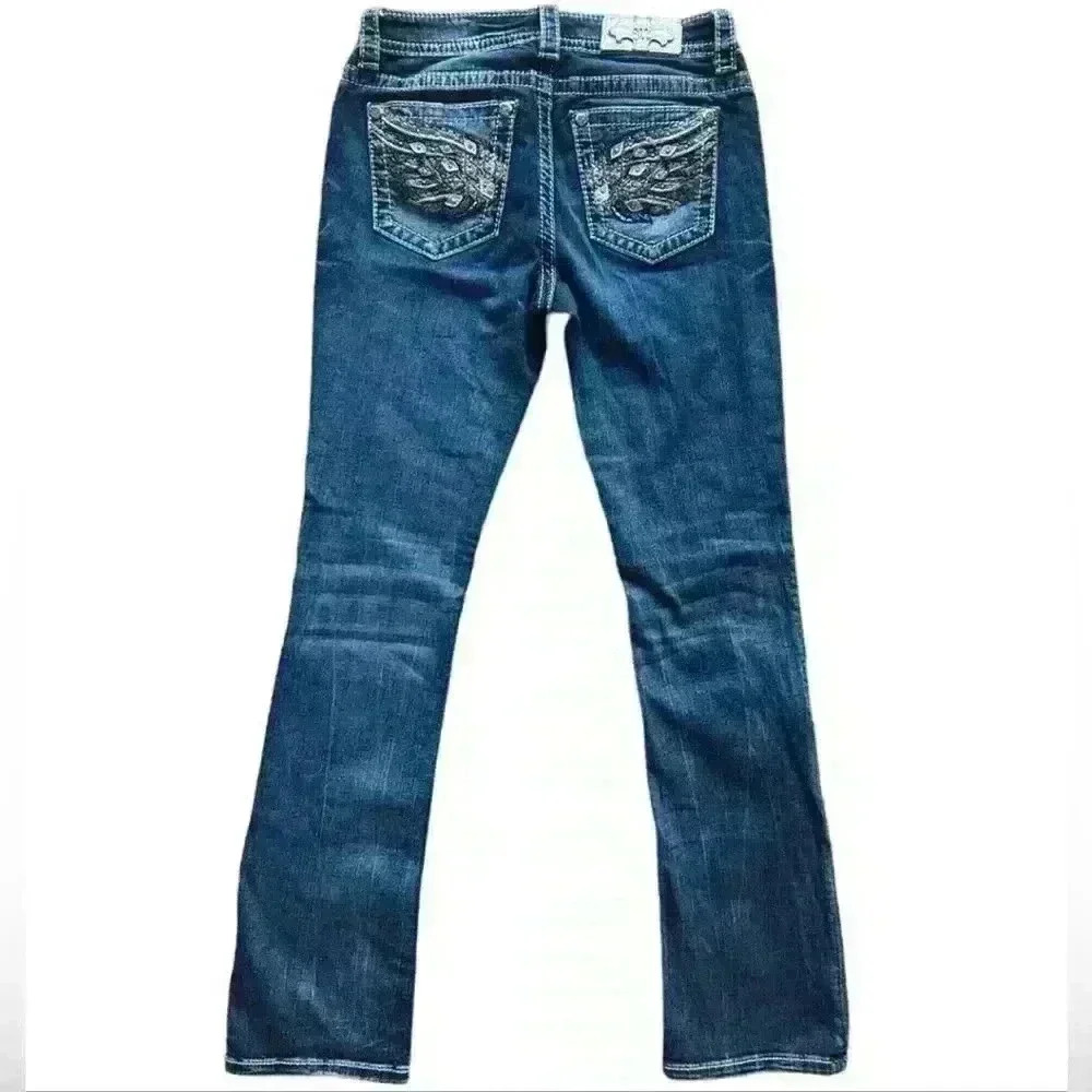 Miss Me Y2K Style Angel Wings Chloe Boot Jeans